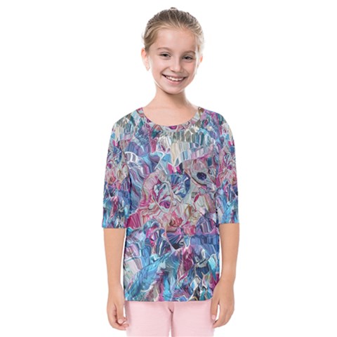 Three Layers Blend Module 1-5 Liquify Kids  Quarter Sleeve Raglan T-shirt by kaleidomarblingart