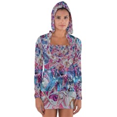 Three Layers Blend Module 1-5 Liquify Long Sleeve Hooded T-shirt by kaleidomarblingart