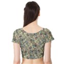 Sticker Collage Motif Pattern Black Backgrond Short Sleeve Crop Top View2