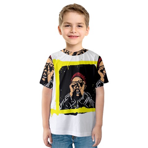 Yellow Brown Red Colorful Graffiti Illustration T-shirt Kids  Sport Mesh T-shirt by StitchSplash