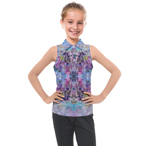 Abstract Kaleidoscope Kids  Sleeveless Polo T-shirt by kaleidomarblingart