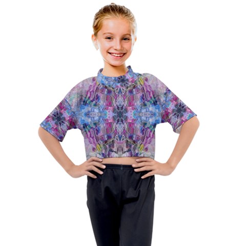 Abstract Kaleidoscope Kids Mock Neck T-shirt by kaleidomarblingart