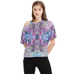 Abstract Kaleidoscope One Shoulder Cut Out T-shirt by kaleidomarblingart