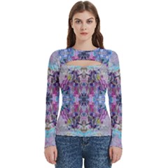 Abstract Kaleidoscope Women s Cut Out Long Sleeve T-shirt by kaleidomarblingart