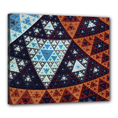 Fractal Triangle Geometric Abstract Pattern Canvas 24  X 20  (stretched) by Cemarart