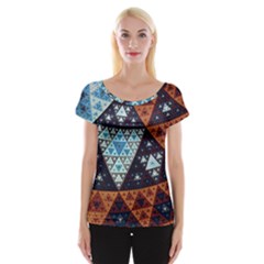 Fractal Triangle Geometric Abstract Pattern Cap Sleeve Top by Cemarart