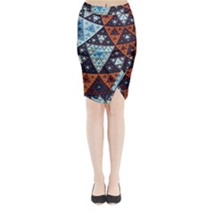 Fractal Triangle Geometric Abstract Pattern Midi Wrap Pencil Skirt by Cemarart