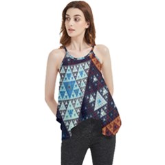 Fractal Triangle Geometric Abstract Pattern Flowy Camisole Tank Top by Cemarart