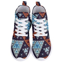 Fractal Triangle Geometric Abstract Pattern Women s Lightweight High Top Sneakers by Cemarart