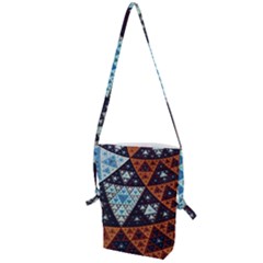 Fractal Triangle Geometric Abstract Pattern Folding Shoulder Bag by Cemarart