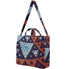 Fractal Triangle Geometric Abstract Pattern Square Shoulder Tote Bag by Cemarart