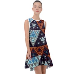 Fractal Triangle Geometric Abstract Pattern Frill Swing Dress by Cemarart