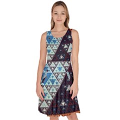 Fractal Triangle Geometric Abstract Pattern Knee Length Skater Dress With Pockets by Cemarart