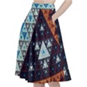 Fractal Triangle Geometric Abstract Pattern A-Line Full Circle Midi Skirt With Pocket View2