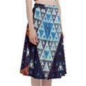 Fractal Triangle Geometric Abstract Pattern A-Line Full Circle Midi Skirt With Pocket View3