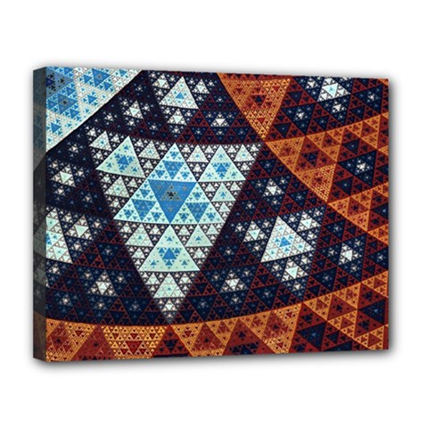 Fractal Triangle Geometric Abstract Pattern Canvas 14  X 11  (stretched) by Cemarart