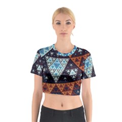 Fractal Triangle Geometric Abstract Pattern Cotton Crop Top by Cemarart