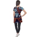 Fractal Triangle Geometric Abstract Pattern Puff Sleeve Tunic Top View2