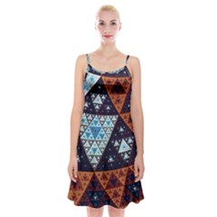 Fractal Triangle Geometric Abstract Pattern Spaghetti Strap Velvet Dress by Cemarart