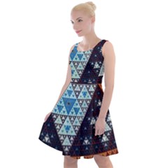 Fractal Triangle Geometric Abstract Pattern Knee Length Skater Dress by Cemarart