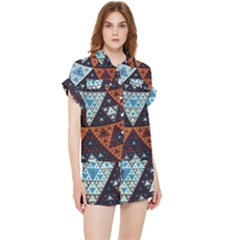 Fractal Triangle Geometric Abstract Pattern Chiffon Lounge Set by Cemarart