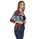 Fractal Triangle Geometric Abstract Pattern Women s One-Button 3/4 Sleeve Short Jacket View3