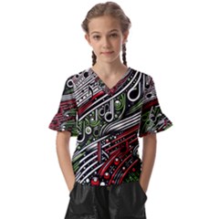 Ec87f308-2609-429d-a22f-62cafc87c34a Kids  V-neck Horn Sleeve Blouse by RiverRootsReggae