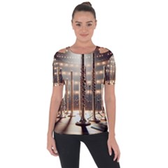 Standing Flutes Shoulder Cut Out Short Sleeve Top by RiverRootsReggae