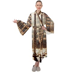 Standing Flutes Maxi Velvet Kimono by RiverRootsReggae