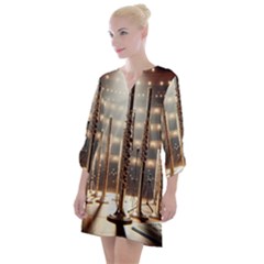 Standing Flutes Open Neck Shift Dress by RiverRootsReggae