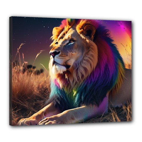 Magnificent Rainbow Lion Canvas 24  X 20  (framed) by Bhartitaylorart