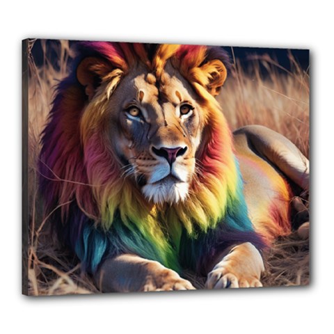 Magnificent Rainbow Lion 2 Canvas 24  X 20  (framed) by Bhartitaylorart