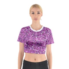 Kawaii Cyborg Cats Motif Random Pattern Cotton Crop Top by dflcprintsclothing