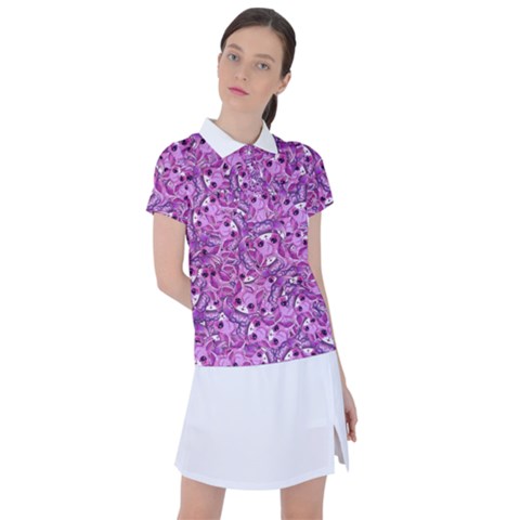 Kawaii Cyborg Cats Motif Random Pattern Women s Polo T-shirt by dflcprintsclothing