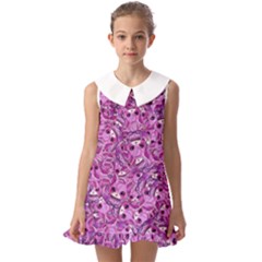 Kawaii Cyborg Cats Motif Random Pattern Kids  Pilgrim Collar Ruffle Hem Dress