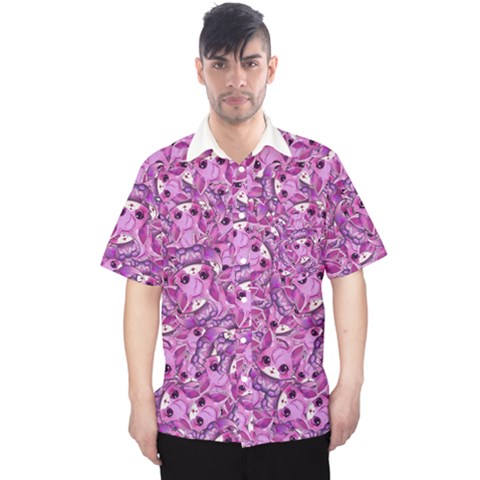 Kawaii Cyborg Cats Motif Random Pattern Men s Hawaii Shirt by dflcprintsclothing