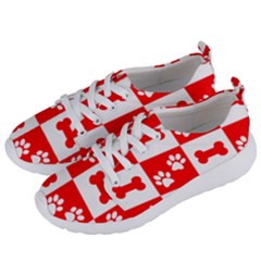 Paws And Bones Pattern, Red And Wihite Women s Lightweight Sports Shoes by jessarrcan