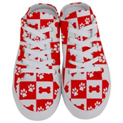 Paws And Bones Pattern, Red And Wihite Half Slippers by jessarrcan