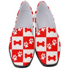 Paws And Bones Pattern, Red And Wihite Women s Classic Loafer Heels by jessarrcan