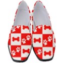 Paws and bones pattern, red and wihite Women s Classic Loafer Heels View1