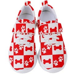 Paws And Bones Pattern, Red And Wihite Women s Velcro Strap Shoes by jessarrcan