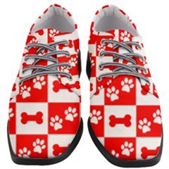 Paws And Bones Pattern, Red And Wihite Women Heeled Oxford Shoes by jessarrcan