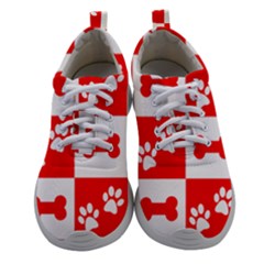 Paws And Bones Pattern, Red And Wihite Women Athletic Shoes by jessarrcan