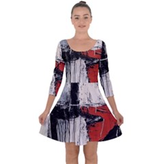 Abstract  Quarter Sleeve Skater Dress