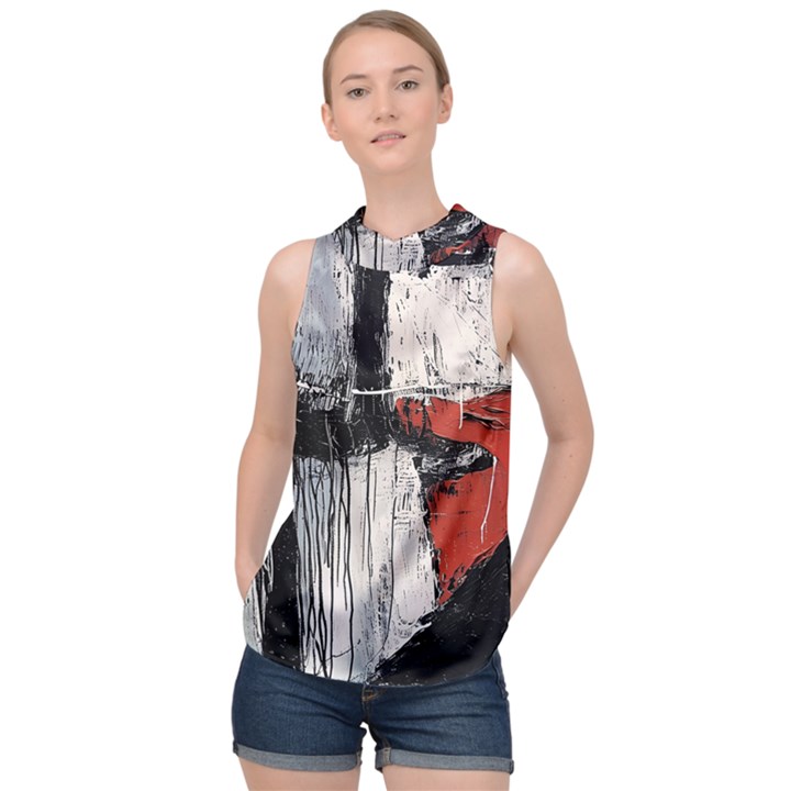 Abstract  High Neck Satin Top