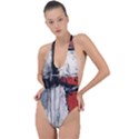 Abstract  Backless Halter One Piece Swimsuit View1