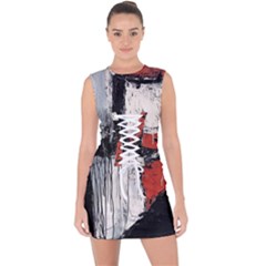 Abstract  Lace Up Front Bodycon Dress by Sobalvarro