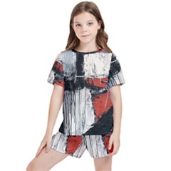 Abstract  Kids  T-shirt And Sports Shorts Set