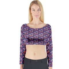 Trippy Cool Pattern Long Sleeve Crop Top by designsbymallika