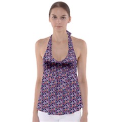 Trippy Cool Pattern Tie Back Tankini Top by designsbymallika